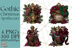 Gothic Christmas Apothecary PNG, Christmas Potions Product Image 1