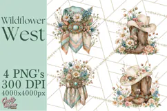 Western Wildflowers Clipart PNG, Rustic Cowgirl Product Image 1