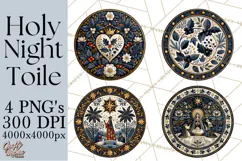 Sacred Christmas Toile Medallions PNG, Christian Christmas Product Image 1