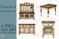 Whimsical Farmhouse Furniture Clipart PNG Product Image 1