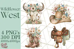 Western Wildflowers Clipart PNG, Rustic Cowgirl Product Image 1