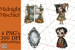 Spooky Kids PNG, Vintage Halloween Clipart Product Image 1