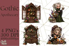 Gothic Apothecary Clipart PNG, Halloween Potions Product Image 1