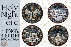 Sacred Christmas Toile Medallions PNG, Christian Christmas Product Image 1
