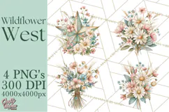 Western Wildflowers Clipart PNG, Rustic Cowgirl Product Image 1