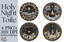 Sacred Christmas Toile Medallions PNG, Christian Christmas Product Image 1
