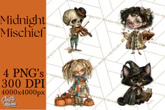 Spooky Kids PNG, Vintage Halloween Clipart Product Image 1