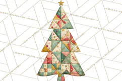 Whimsical Quilted Christmas Trees PNG, Bright Christmas Product Image 5