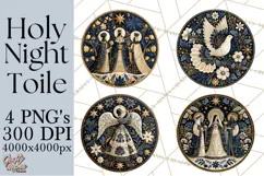 Sacred Christmas Toile Medallions PNG, Christian Christmas Product Image 1