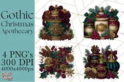 Gothic Christmas Apothecary PNG, Christmas Potions Product Image 1