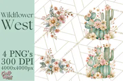 Western Wildflowers Clipart PNG, Rustic Cowgirl Product Image 1