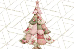 Whimsical Quilted Christmas Trees PNG, Bright Christmas Product Image 2
