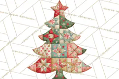 Quilted Christmas Trees PNG, Vintage Christmas Trees Product Image 2