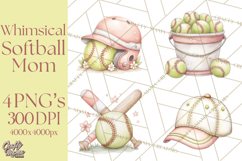 Whimsical Softball Mom Clipart PNG Game Day Mom Graphics Product Image 1