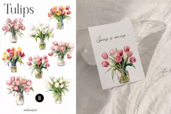 Watercolor Tulips clipart - Watercolor floral clipart png Product Image 2