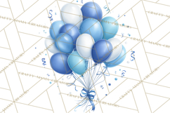 Blue Birthday Clipart, Festive Party Decorations PNG Product Image 2