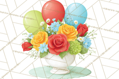 Birthday Party Clipart, Bright Celebration Decorations PNG Product Image 5