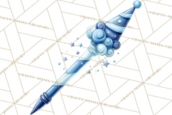 Blue Birthday Clipart, Festive Party Decorations PNG Product Image 4