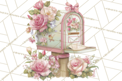 Pink Coquette Clipart, Girly Graden Decor Png, Feminine Product Image 2