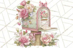 Pink Coquette Clipart, Girly Graden Decor Png, Feminine Product Image 2
