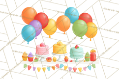 Birthday Party Clipart, Bright Celebration Decorations PNG Product Image 2