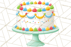 Birthday Party Clipart, Bright Celebration Decorations PNG Product Image 5