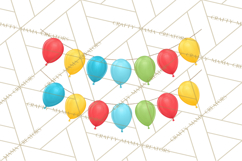 Birthday Party Clipart, Bright Celebration Decorations PNG Product Image 3