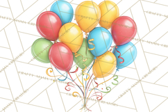 Birthday Party Clipart, Bright Celebration Decorations PNG Product Image 2