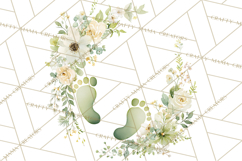 Baby Shower Clipart, Floral Baby Footprints Clipart Png Product Image 3