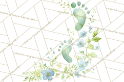 Baby Shower Clipart, Floral Baby Footprints Clipart Png Product Image 4
