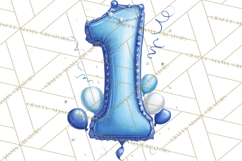 Blue Birthday Clipart, Festive Party Decorations PNG Product Image 5