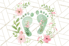 Baby Shower Clipart, Floral Baby Footprints Clipart Png Product Image 5