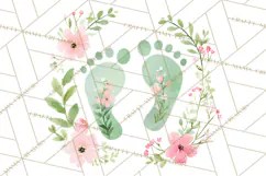 Baby Shower Clipart, Floral Baby Footprints Clipart Png Product Image 5
