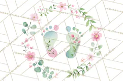 Baby Shower Clipart, Floral Baby Footprints Clipart Png Product Image 2