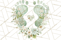 Baby Shower Clipart, Floral Baby Footprints Clipart Png Product Image 3