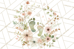 Baby Shower Clipart, Floral Baby Footprints Clipart Png Product Image 4