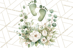 Baby Shower Clipart, Floral Baby Footprints Clipart Png Product Image 3