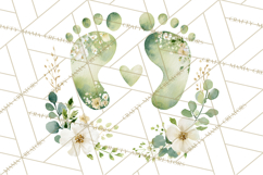 Baby Shower Clipart, Floral Baby Footprints Clipart Png Product Image 4