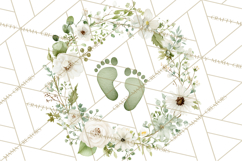 Baby Shower Clipart, Floral Baby Footprints Clipart Png Product Image 5