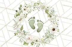 Baby Shower Clipart, Floral Baby Footprints Clipart Png Product Image 5