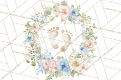 Baby Shower Clipart, Floral Baby Footprints Clipart Png Product Image 2