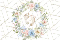 Baby Shower Clipart, Floral Baby Footprints Clipart Png Product Image 2
