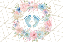 Baby Shower Clipart, Floral Baby Footprints Clipart Png Product Image 3