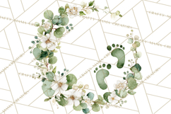 Baby Shower Clipart, Floral Baby Footprints Clipart Png Product Image 5