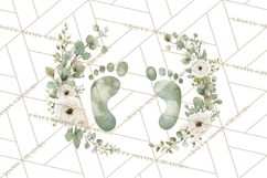 Baby Shower Clipart, Floral Baby Footprints Clipart Png Product Image 5