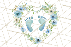 Baby Shower Clipart, Floral Baby Footprints Clipart Png Product Image 2