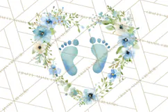 Baby Shower Clipart, Floral Baby Footprints Clipart Png Product Image 2
