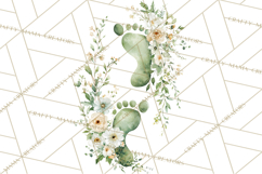 Baby Shower Clipart, Floral Baby Footprints Clipart Png Product Image 3