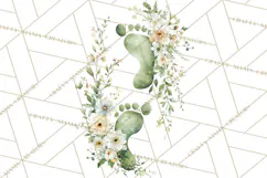 Baby Shower Clipart, Floral Baby Footprints Clipart Png Product Image 3