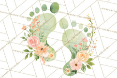 Baby Shower Clipart, Floral Baby Footprints Clipart Png Product Image 4